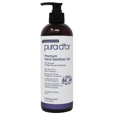 Pura d'or Premium Hand Sanitizer Gel - Lavender - 16 fl oz