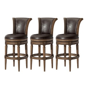 Maven Lane Pullman Upholstered Kitchen Stool with Vegan Leather Cushion Seat, Set of 3 - 1 of 4
