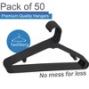 Heshberg Plastic Hangers with Hooks Black 50 Pack - 2 of 4