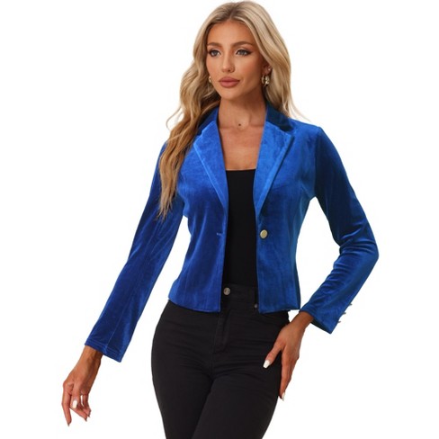 Allegra K Women's Collarless Work Office Long Sleeve Cropped Blazers :  Target