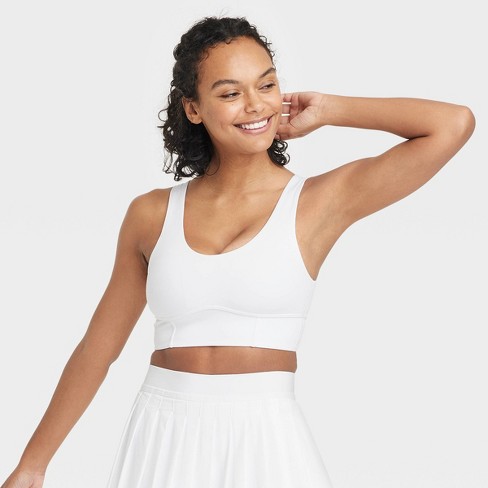 Women's Light Support Brushed Sculpt Bold Stitch Sports Bra - All In Motion™  White M : Target