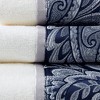 Vynxaria Navy and Gray Jacquard Cotton Towel 6 Piece Set - 3 of 4