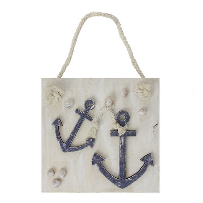 Northlight 7” Cape Cod Inspired Double Anchor Wall Hanging Plaque with Seashells