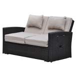 Miranda Outdoor Loveseat To Daybed Combo with Cushions - Taupe - Courtyard Casual