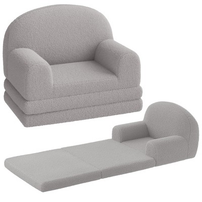 GustoWave Kids Couch, 2-in-1 Toddler Couch Fold Out, Convertible Sofa to Lounger with Wave Design, Foam Kids Chair