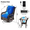 Bestier Outdoor Wicker Swivel Glider Chair with Tempered Glass Table, LED Patio Rocker with 4" Anti-Slip Navy Cushion - 4 of 4