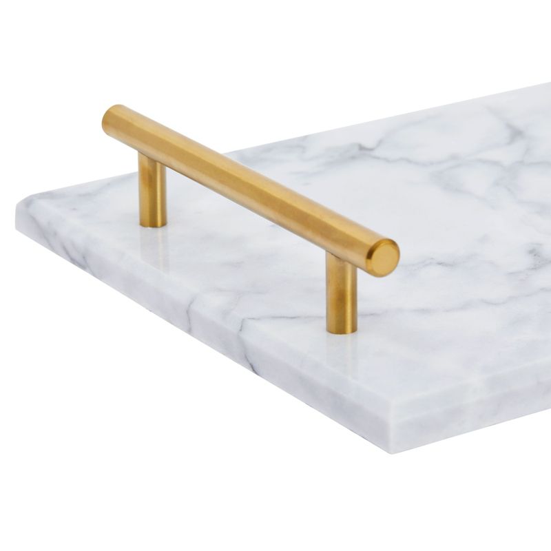 Rectangle Marble Serving Tray, Jewelry Trinket Tray, Perfume Tray, Bathroom Toilet Vanity Tray with Handle (White 15"x7.5"x0.4"), 5 of 10