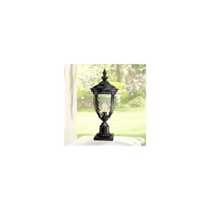 John Timberland Bellagio 21 1/4" High Country Outdoor Post Light Fixture Pole Porch House Weatherproof Texturized Black Finish Metal Clear Glass Shade, 5 of 7