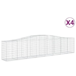 vidaXL Gabion Basket 4 Pcs - Silver Galvanized Iron - Outdoor Garden Arched Decorative and Sound-Insulating Barrier - 157.5"x19.7"x31.5"/39.4" - 1 of 4