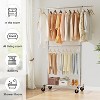 Simple Trending Standard Clothing Garment Rack, Rolling Clothes Organizer with Wheels and Bottom Shelves, Extendable, Chrome - 2 of 4