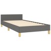 vidaXL Modern Twin Bed Frame with Headboard - Dark Gray Fabric Upholstery - 4 of 4