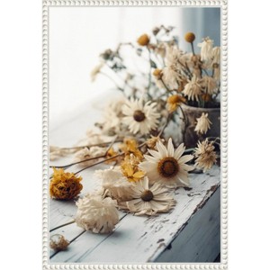 16"x23" Dry Flowers Arrangement by Treechild Framed Canvas Wall Art Print White - Amanti Art: Modern Botanical Lithograph, Polystyrene Frame - 1 of 4