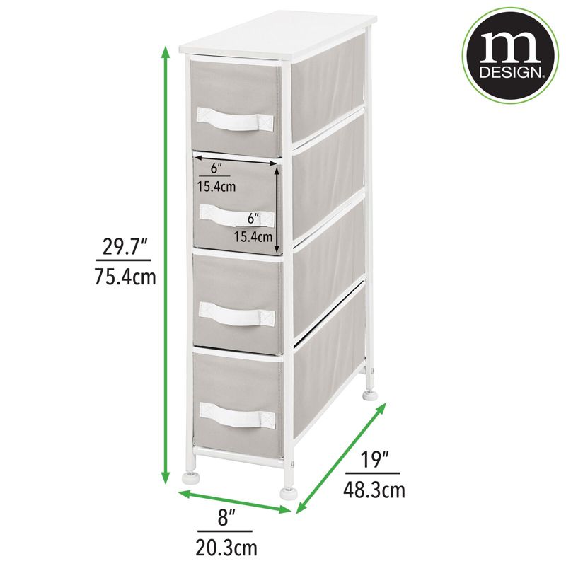 mDesign Narrow Dresser Storage Tower Stand with 4 Fabric Drawers,, 2 of 9