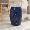 CAVINAS Flower Patten Ceramic Tile Outdoor Patio End Table,Waterproof Small Side Table for Patio,Garden,Balcony - 3 of 4