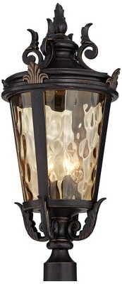 Vintage Bronze Outdoor Post Light with Champagne Glass