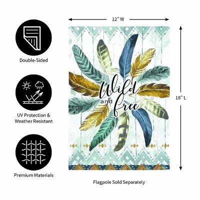 Wild and Free Multi-Color Feather Circle Garden Flag