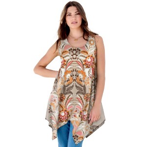 Roaman's Women's Plus Size Handkerchief Hem Tunic Tank - 1 of 4