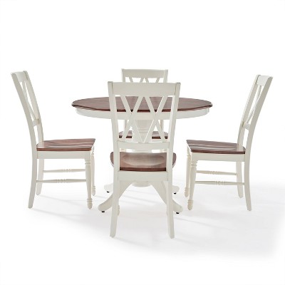 Shelby Distressed White and Brown 5-Piece Round Dining Set