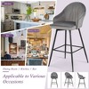Tangkula Set of 4 Velvet Bar Stools Swivel Pub Height Dining Chairs w/ Metal Legs Gray - 4 of 4