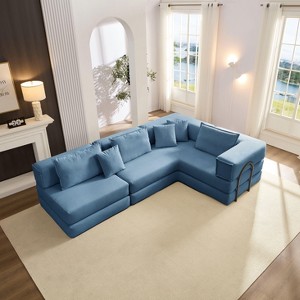 Whisen 118.2" L-Shaped Modular Sectional Sofa Set with 6 Pillows, Oversized Upholstered DIY Combination - 1 of 4