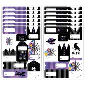 Big Dot of Happiness Goth Girl Assorted Halloween or Gothic Birthday Party Gift Tag Labels, To and From Stickers - 12 Sheets - 120 Stickers - 1 of 4