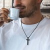 Turandoss 2 PCS Black Silver Cross Necklace for Men Boys, Stainless Steel Inspirational Text Pendant Necklaces, Birthday Gifts for Men Boy, 20Inches - 2 of 4