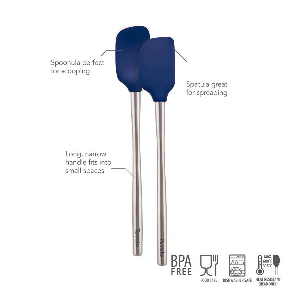 Tovolo Flex-Core Stainless Steel Handled Mini Spatula and Spoonula Indigo