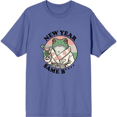 New Year, Same B**** Frog With Cocktail Adult Crew Neck Short Sleeve Tee