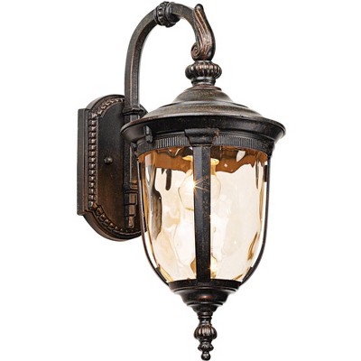 John Timberland Outdoor Wall Light Fixture Bronze 16 1/2" Hammered Glass Sconce for House Deck Patio Porch