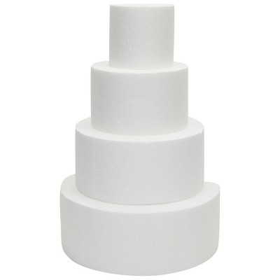 Bright Creations 4 Pieces Round Foam Cake Dummy for Decorating and Wedding Display, Craft Supplies (4 Sizes)
