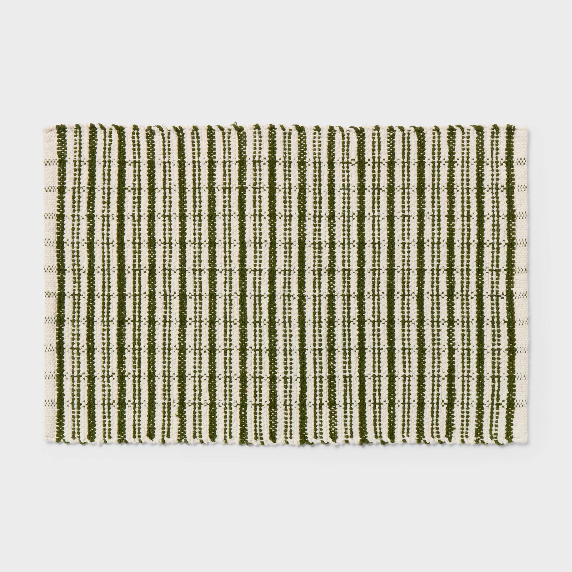 20"x30" Avery Plaid Handloom Woven Bath Rug Ivory/Green - Threshold™