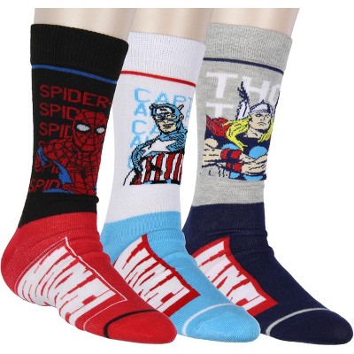 Boys' Marvel Spider-man 3pk Crew Socks - Red/black/gray M/l : Target