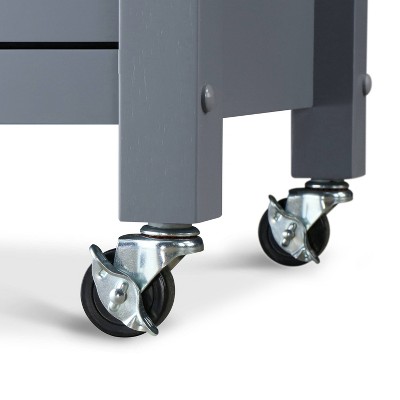 Gray Wood Butcher Block Kitchen Cart with Storage