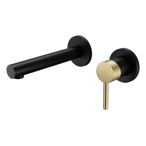 Sumerain Wall Mounted Bathroom Sink Faucet Black and Gold, Lavatory Faucet with Brass Rough in Valve - 1 of 4