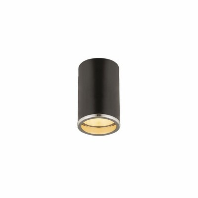 Modern Matte Black and Chrome 1-Light Flush Mount Ceiling Fixture