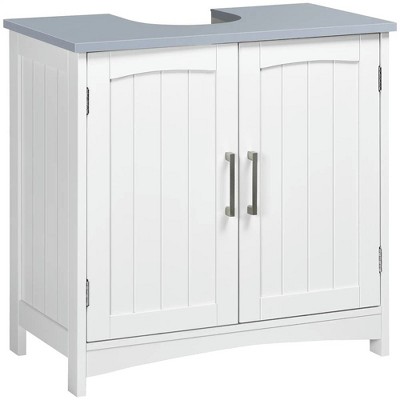 Resenkos Toilet Storage Cabinet, Bathroom Storage Cabinet,Modern Bathroom Vanity Cabinet with Adjustable Shelves and Double Doors, White