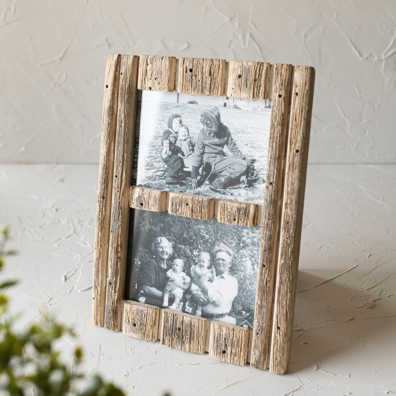 5x7 Inch 2 Photo Striped Driftwood Collage Picture Frame Wood, MDF & Glass by Foreside Home & Garden, 3 of 8