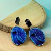 SOHI Women's Blue  Textured Oval Drop Earrings - 2 of 3