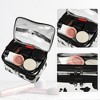 Unique Bargains Black White Double Layer Makeup Bag Cosmetic Travel Bag Case Large Makeup Bag Make Up Organizer Bag for Women Cows Texture 1 Pc - 2 of 4