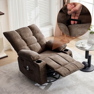 COZONY Swivel Rocker Recliner Chair with Heat & Massage, 270° Swivel, Oversized Reclining Sofa with Cup Holders, Pockets, for Living Room, Bedroom - 1 of 4