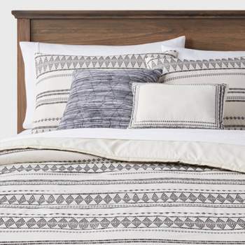 5pc Woven Diamond Stripe Comforter Set Cream/Black - Threshold™