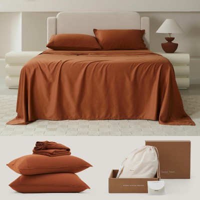 Cotton Tencel Sheet - Luxury Hotel Bedding Set, Soft, Cooling & Breathable for Hot Sleepers, Deep Pocket Up to 16 Inches
