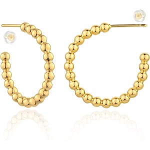 Gold Hoop Earring Sterling Silver Post Open Hoops 18K Gold Plated Small Hypoallergenic Gradual Earrings Jewelry for Her - 1 of 4