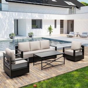 UPTIOT 4-Piece Outdoor Patio Conversation Set - 1 of 4