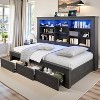 AMERLIFE Daybed with Bookcase Headboard, USB-C Charging, RGB Lights & 3 Drawers - 3 of 4