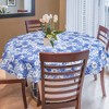 60" Dia Round Vinyl Water Oil Resistant Printed Tablecloths Blue Daisy - PiccoCasa - 4 of 4