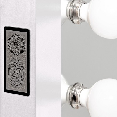 Silver Rectangular Lighted Magnifying Vanity Mirror with LED Bulbs