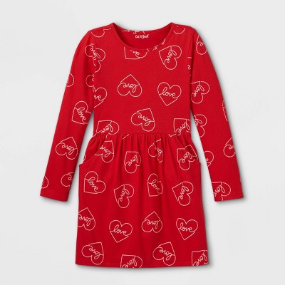 Girls' Printed Long Sleeve Knit Dress - Cat & Jack™
