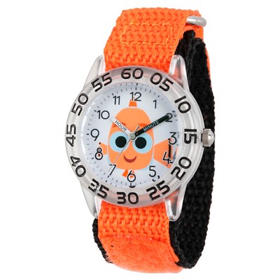 Girls' Disney Finding Dory Blue Plastic Time Teacher Watch - Orange