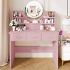 HYLEORY Vanity Desk with Mirror, Power Outlet and Light, Makeup Table with 3 Drawers,2 Color Modes Available for Bedroom - 2 of 4